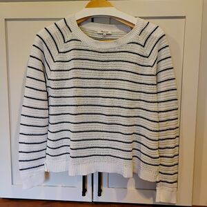 Madewell Women’s White & Black Striped Crewneck Sweater